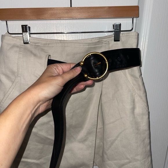 A.L.C. Cami Cotton Linen Cream Leather Belted A-line Silhouette Pockets Sz 0 - Picture 3 of 10